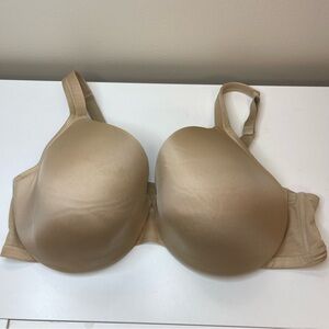 Cacique Bra Lightly Lined‎ Plunge Underwire  Satin Tan Beige Bra 44D